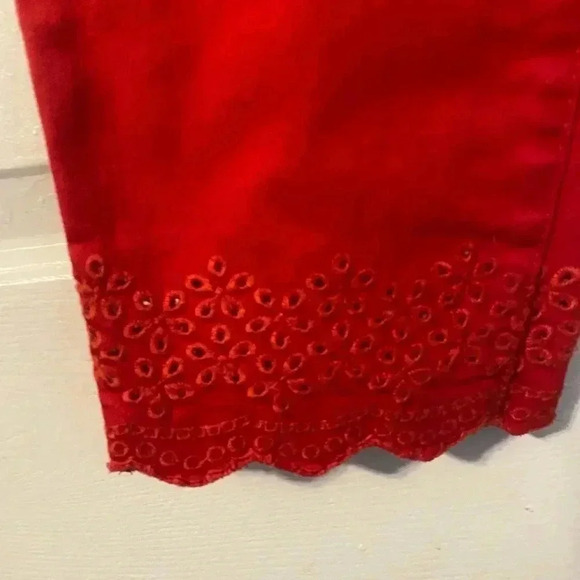 Talbots Flawless Skinny Ankle Scalloped Hem Capri in Red Size 12 - Picture 3 of 7
